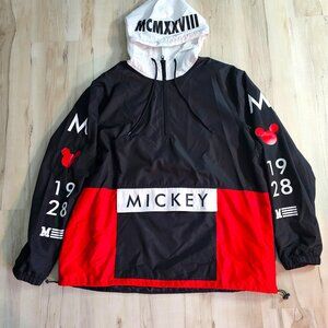 Disney Mickey 1928 Pull Over 1/4 Zip Windbreaker Hoody Size XL/XG